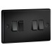 Knightsbridge 10AX 4 Gang 2 Way Round Edge Light Switch - Matt Black