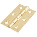 Steel Butt Door Hinge - 75 x 50mm - Polished Brass - Pair