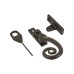 Olde Forge Curly Tail Locking Wedge Casement Window Fastener - Left Hand - Antique Black Iron