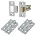 Exel Tubular Latch Pack - 44mm Backset - 2 x Ball Bearing Hinges - Polished Chrome