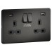 Knightsbridge 13A 2 Gang Screwless Type A/C USB Socket with 2 x USB - 4A - Smoked Bronze/Black
