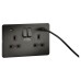 Knightsbridge 13A 2 Gang Screwless Type A/C USB Socket with 2 x USB - 4A - Smoked Bronze/Black
