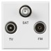 Knightsbridge 1 Gang TV + F type Satellite + FM/DAB Triplexer Euro Module - White