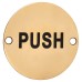 Hampstead Push Door Sign - 75mm Diameter - Polished Brass