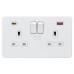 Knightsbridge 13A 2 Gang Type A/QC18W Type C/PD45W USB Socket with 2 x USB - Matt White/White