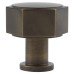 Alexander & Wilks Vesper Hex Cabinet Knob - 33mm Diameter - Antique Brass