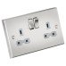 Knightsbridge 13A 2 Gang DP Switched Socket with Twin Earths - Brushed Chrome with Black Insert