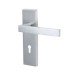 Heritage Brass by M Marcus Satin Chrome Keyhole Lock Door Handle - Delta Range - 157 x 43mm