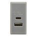 Knightsbridge Type A/C USB Charger Euro Module - 3.1A - Grey