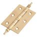 Finial Washered Butt Door Hinge - 75 x 50 x 2mm - Polished Brass - Pair