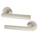 Exel Satin Stainless Steel 19mm Mitre Door Handles on Round Rose 