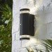 Forum Zink Helix Outdoor Up & Down Wall Light with Photocell - Black