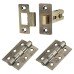 Exel Latch Pack - 76mm Case - 57mm Backset - 2 x Fire Rated Ball Bearing Hinges - Antique Brass
