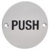 Exel Push Door Sign - 75mm Diameter - Satin Aluminium