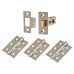Exel Tubular Latch Pack - 57mm Backset - 3 x Fire Rated Ball Bearing Hinges - Satin Nickel