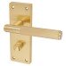 Exel Satin Brass Lines Bathroom Door Handle - Nova Range - 155 x 55mm