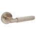 Jigtech Satin Nickel Knurled Door Handles on Round Rose - Textura Range 