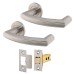 Heavy Duty Latch Door Handle on Rose Fire Door Kit - Power Size 2-5 - Stainless Steel