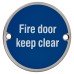 Exel Fire Door Keep Clear Door Sign - 75mm Diameter - Polished Stainless Steel Exel Fire Door Keep Clear Door Sign - 75mm Diameter - Polished Stainless Steel