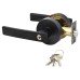 Exel Matt Black Straight Hotel Entrance Door Handles on Round Rose Set