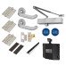Medium Duty Latch Door Handle on Rose Fire Door Kit & Dorgard Holder - Push/Pull - Aluminium