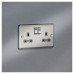 Knightsbridge 13A 2 Gang DP Switched Socket with Twin Earths - Brushed Chrome with Grey Insert