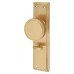 Hampstead Miller Knurled Mortice Door Knob on Backplate - Bathroom - 205 x 52mm - Satin Brass