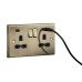 Knightsbridge 13A 2 Gang Type A/C USB Socket with 2 x USB - 4A - Antique Brass/Black