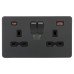 Knightsbridge 13A 2 Gang Type A/QC18W Type C/PD45W USB Socket with 2 x USB - Anthracite Grey/Black