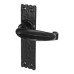 Olde Forge Antique Black Iron Latch Door Handle - Tudor Range - 152 x 38mm Olde Forge Antique Black Iron Latch Door Handle - Tudor Range - 152 x 38mm