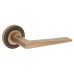 Burlington BUR10 Antique Brass Door Handles on Round Reeded Rose - Mayfair Range 