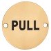 Hampstead Pull Door Sign - 75mm Diameter - Polished Brass