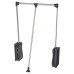 Double Pull Down Wardrobe Rail Lift - 600-830mm - Max Weight 12kg - Black/Chrome