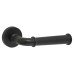 Jedo Matt Black Fire Rated Door Handles on Round Rose - Classic Range 