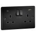 Knightsbridge 13A 2 Gang Round Edge Type A/C USB Socket with 2 x USB - 4A - Matt Black/Black
