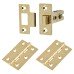 Exel Tubular Latch Pack - 76mm Case - 57mm Backset - 2 x Plain Steel Hinges - Polished Brass