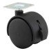 Mini Twin Wheel Castor - Swivel Braked - 45kg Max Weight - 50mm Diameter - Black - Pack of 4