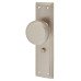 Hampstead Miller Knurled Mortice Door Knob on Backplate - Bathroom - 205 x 52mm - Satin Nickel