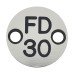 Exel FD30 Fire Door Sign - Drilled - 25mm Diameter - Rigid Plastic - Silver