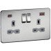 Knightsbridge 13A 2 Gang Type A/C 45W Fastcharge USB Socket with 2 x USB - Brushed Chrome/Grey