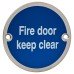 Exel Fire Door Keep Clear Door Sign - 75mm Diameter - Satin Stainless Steel Exel Fire Door Keep Clear Door Sign - 75mm Diameter - Satin Stainless Steel