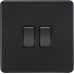 Knightsbridge 10AX 2 Gang 2 Way Screwless Flat Plate Light Switch - Matt Black with Black Rocker Knightsbridge 10AX 2 Gang 2 Way Screwless Flat Plate Light Switch - Matt Black with Black Rocker