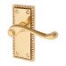 Exel Polished Brass Georgian Scroll Latch Door Handle - Short Plate - 117 x 45mm