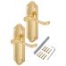 Exel Polished Brass Scroll Latch Door Handle - Ashmead Range - 168 x 46mm Exel Polished Brass Scroll Latch Door Handle - Ashmead Range - 168 x 46mm