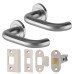 Light Duty Latch Door Handle on Rose Fire Door Kit - Power Size 3 - Push/Pull - Satin Stainless
