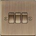 Knightsbridge 10AX 3 Gang 2 Way Light Switch - Antique Brass