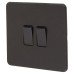 Knightsbridge 10AX 2 Gang Screwless Flat Plate Light Switch - Smoked Bronze Knightsbridge 10AX 2 Gang Screwless Flat Plate Light Switch - Smoked Bronze