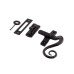 Olde Forge Locking Mortice & Hook Plate Casement Window Fastener - Right Hand - Antique Black Iron