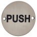 Exel Push Door Sign - 75mm Diameter - Satin Stainless Steel