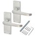 Exel Satin Chrome Victorian Straight Latch Door Handle - Short Plate - 118 x 42mm